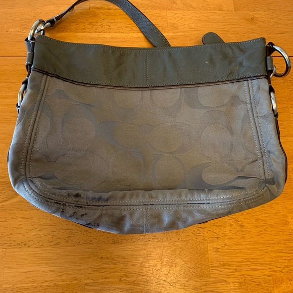 Gray Embellished Coach Shoulder Bag - Picture 4 of 9